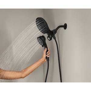 Attract with Magnetix 6-Spray 6.75 in. Dual Wall Mount Fixed and Handheld Shower Head 1.75 GPM in Matte Black
