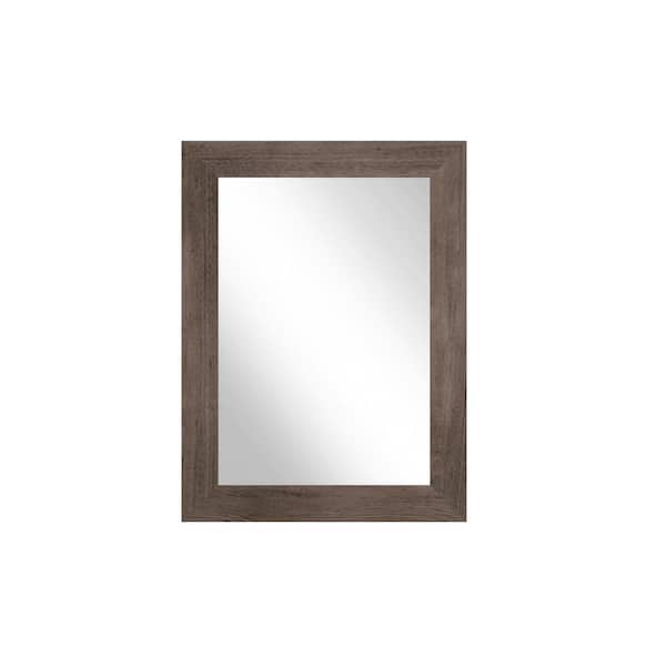Unbranded 21 in. H x 32 in. W Rectangle Framed Rustic Brown Barnwood Accent Mirror