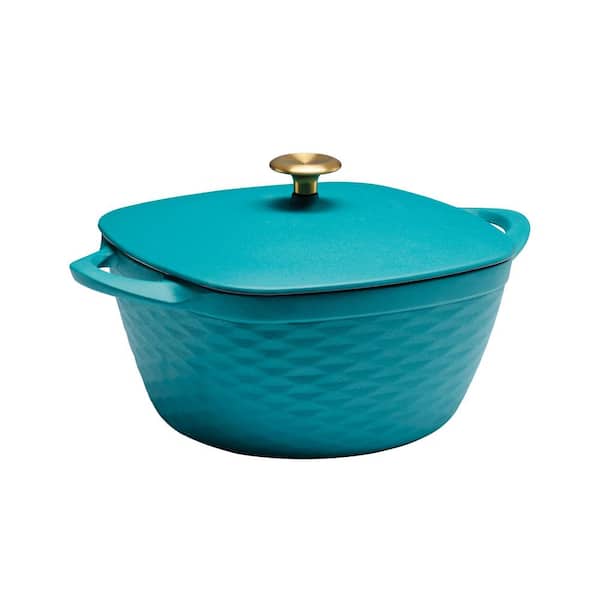 5.5 Qt Enameled Cast-Iron Series 1000 Covered Round Dutch Oven - Medium  Blue - Tramontina US