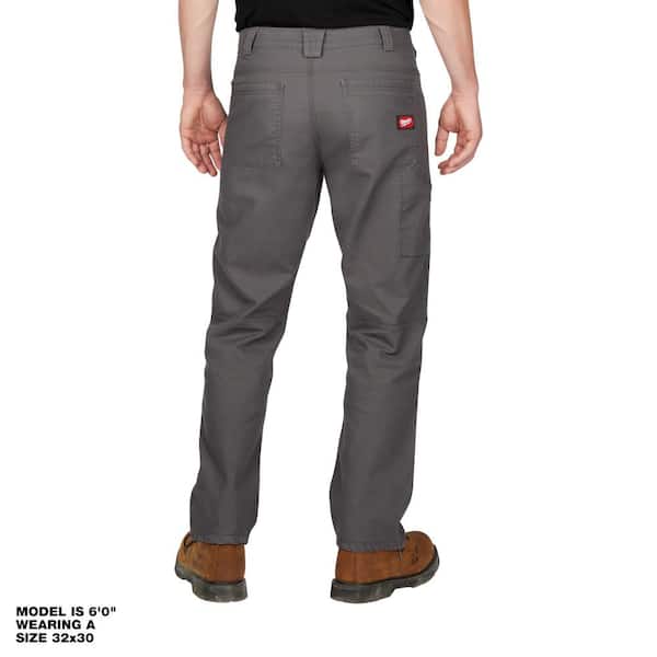 Milwaukee Men's 38 in. x 32 in. Gray Cotton/Polyester/Spandex Flex