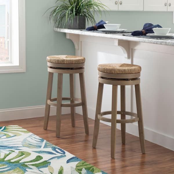 Mesquite 31 in. Natural Backless Wood Bar Stool with Seagrass Seat