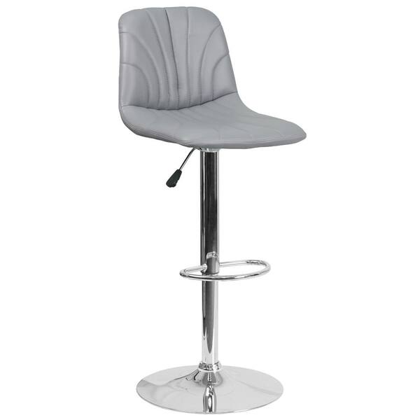 Flash Furniture 33.25 in. Adjustable Height Gray Cushioned Bar Stool