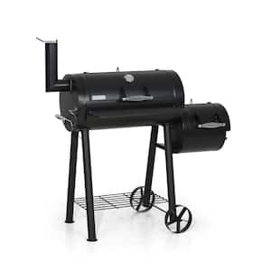 Offset Charcoal Smoker and Grill in Black