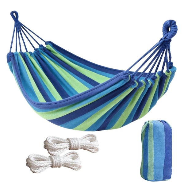 74.8 in x 39 in Canvas Hammock Portable Carry Bag Blue 1-Piece