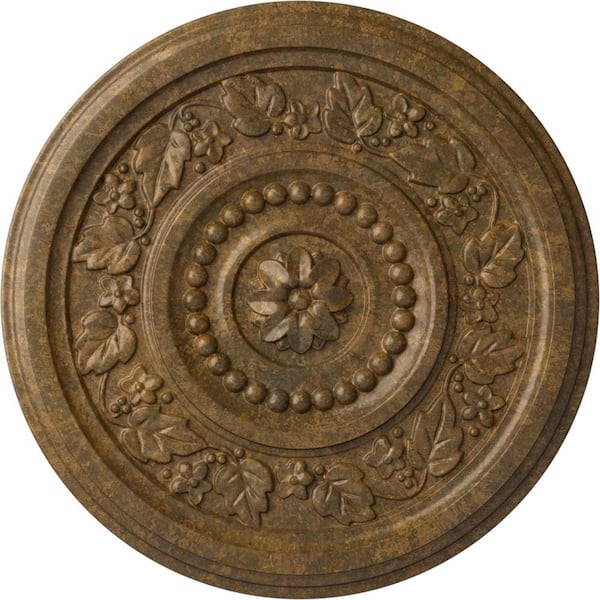 Ekena Millwork 16-1/8 in. x 5/8 in. Marseille Urethane Ceiling Medallion (Fits Canopies upto 4-1/4 in.), Rubbed Bronze