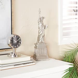 Silver Polystone Statue of Liberty Sculpture