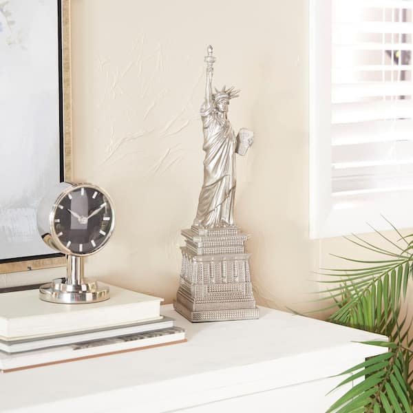 Silver Polystone Statue of Liberty Sculpture