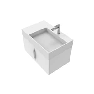 30 in. W x 18.9 in. D x 19.75 in H Single Right Sink Bath Vanity in Whitew Brushed Nickel Trim w Solid Surface White Top