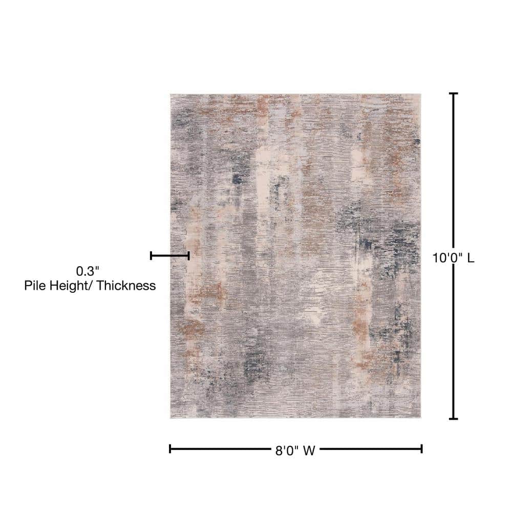 Abstract Ripple Cream/Grey Synthetic 8' x 10' Area Rug