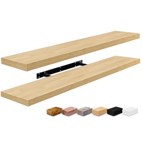 Sorbus 2-Pack Long Floating Shelves, 35 in. W x 9 in. D Maple Decorative Wall Shelf