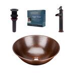 Eddington All-In-One 16 in. Copper Vessel Bathroom Sink with Pfister Ashfield Bronze Faucet and Drain
