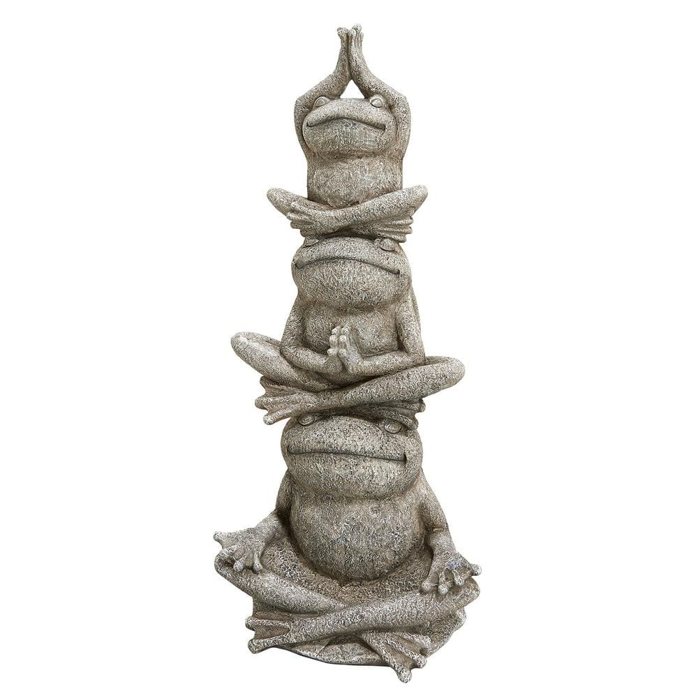 Gray Stone Resin Tower of Yoga Frog Garden Statue