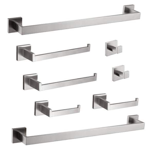 Satico 8-Piece Stainless Steel Bathroom Hardware Set with Mounting Hardware in Brushed Nickel