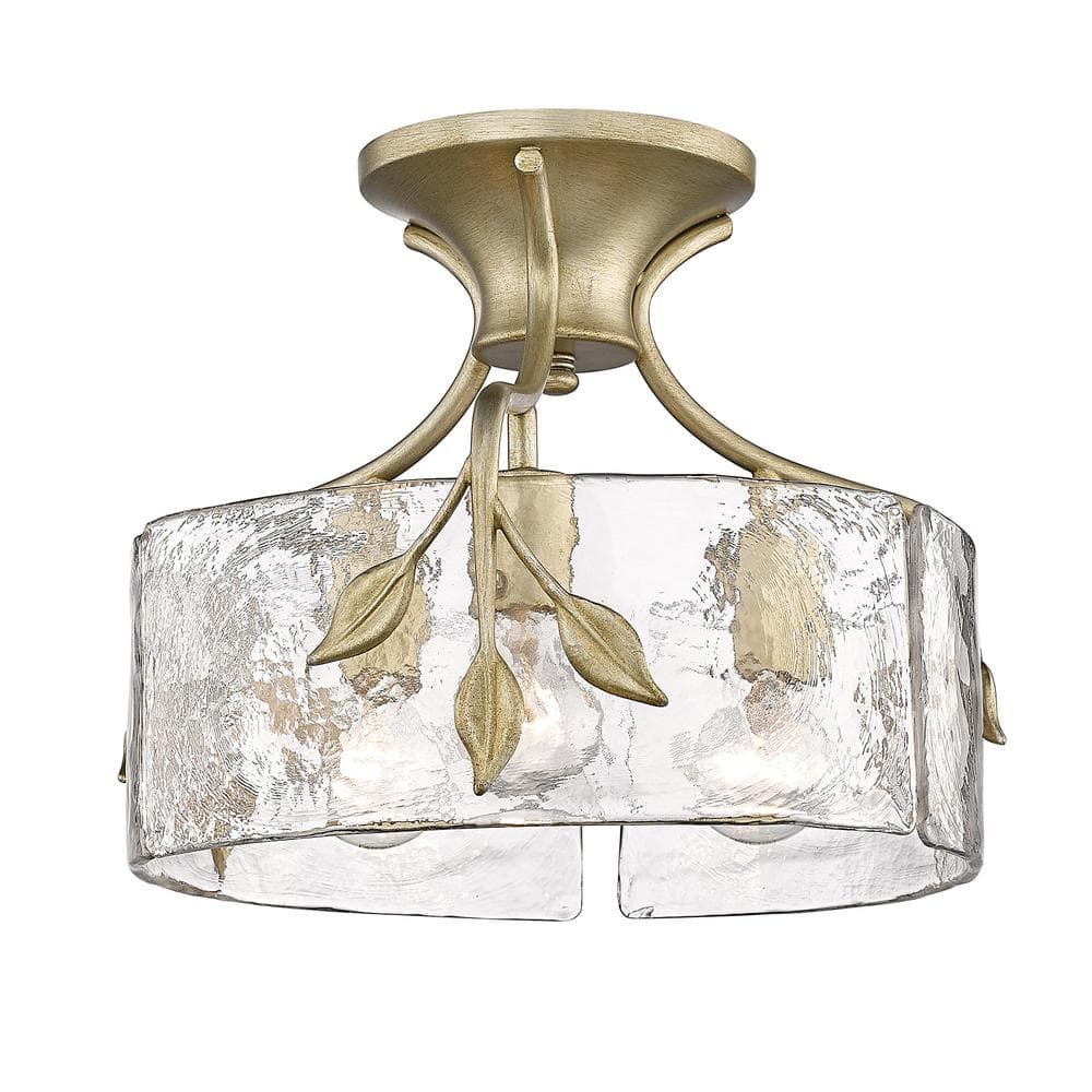 Calla 15.125 in. 3-Light White Gold and Hammered Water Glass Semi-Flush Mount price history on PriceWatchPro