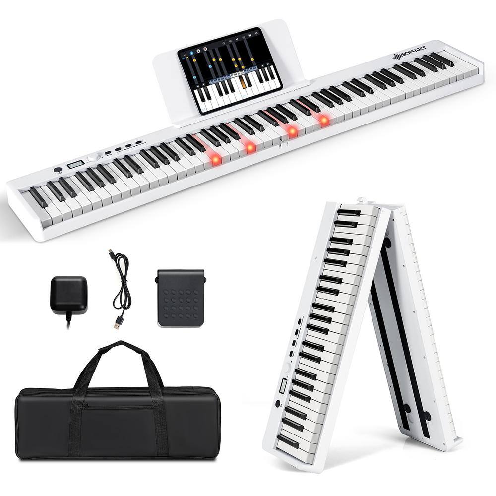 Beginner 88 Keys Electronic Keyboard Piano Folding Electronic Keyboard  White Portable Soporte Teclado Piano Instruments EI50EK - AliExpress