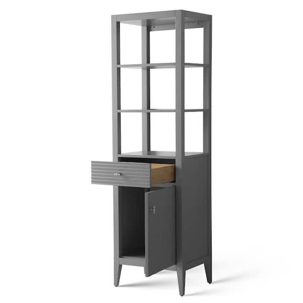 21 in. W x 17 in. D x 72 in. H Linear Gray Freestanding Linen Cabinet for Bathroom and Living Room