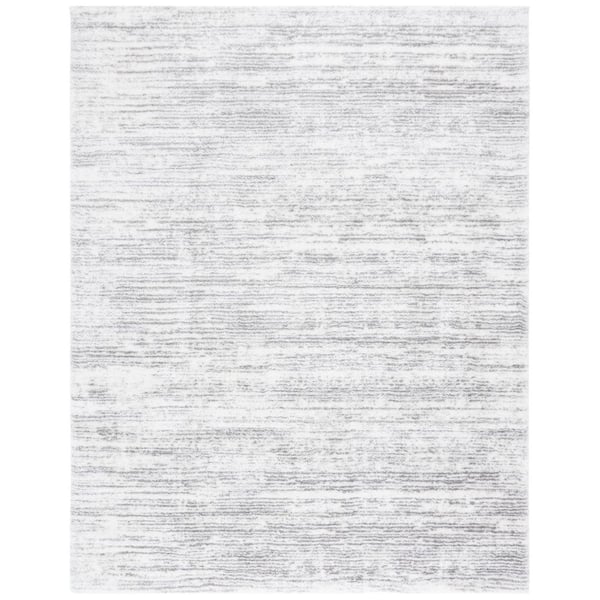 Jasmine Shag 9 ft. x 12 ft. Ivory/Gray Distressed Striped Area Rug