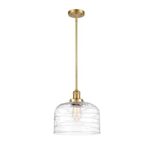 Bell 60-Watt 1 Light Satin Gold Shaded Mini Pendant Light with Clear glass Clear Glass Shade