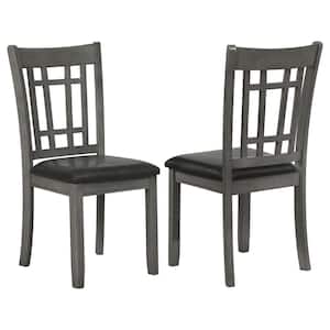 Lavon Espresso and Medium Gray Faux Leather Padded Dining Side Chairs Set of 2