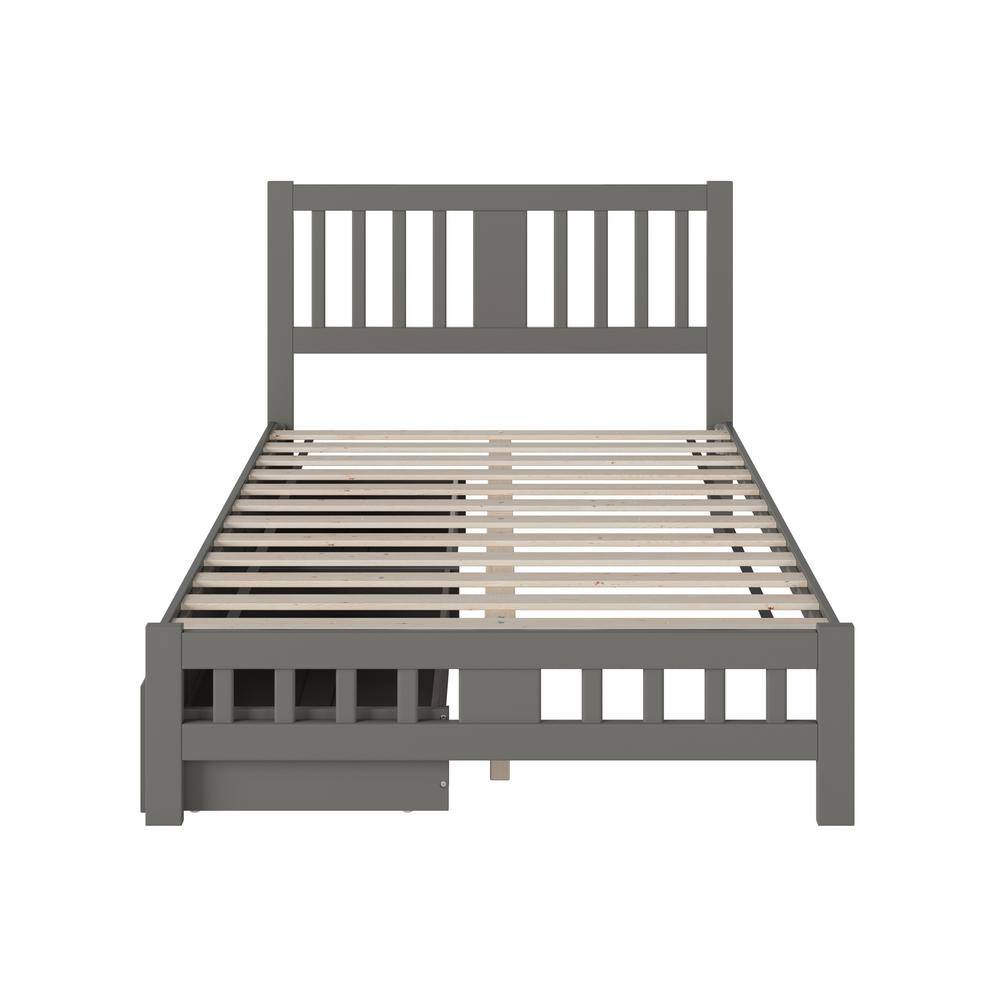 Tahoe Full Wood Frame Bed with Storage Drawers in Grey