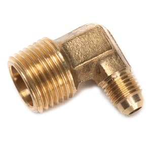 1/4 in. x 1/2 in. Brass 90-Degree Flare x MIP Elbow Fitting (5-Pack)