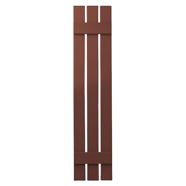 Ply Gem 12 in. x 51 in. Polypropylene 3-Board Open Board and Batten Shutters Pair in Red