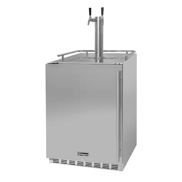 Kegco Digital Outdoor Undercounter Full Size Beer Keg Dispenser with X-CLUSIVE Dual Tap Premium Direct Draw Kit Left Hinge