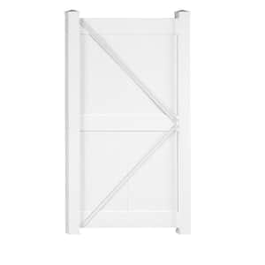 Pembroke 7 ft. H x 3.5 ft. W White Vinyl Flat Top Privacy Single Fence Gate Kit