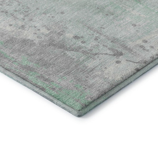 Mayfield Premium Machine Washable Abstract AMF1840 Mint 8 ft. x 10 ft. Area Rug