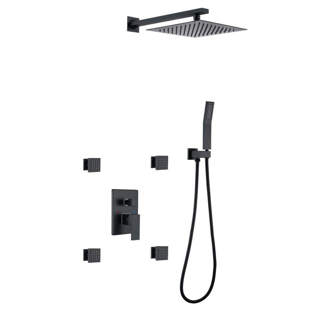 Single Handle 1-Spray Shower Faucet 1.8 GPM with Pressure Balance, Body Sprayer Wall Mount Shower System in Matte Black price history on PriceWatchPro