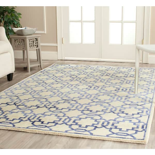Mosaic 4 ft. x 6 ft. Cream/Purple Trellis Area Rug