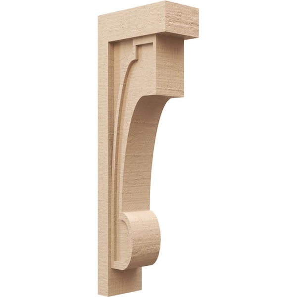 Ekena Millwork 6 in. x 36 in. x 12 in. Thin Alma Rough Cedar Woodgrain TimberThane Corbel, Primed Tan