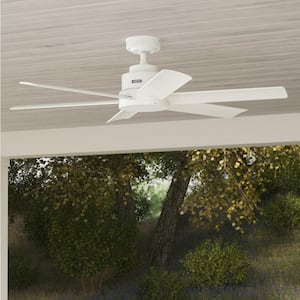 Kennicott 52 in. Fresh White Indoor/Outdoor Standard Ceiling Fan with Wall Control Included for Covered Patio or Porch