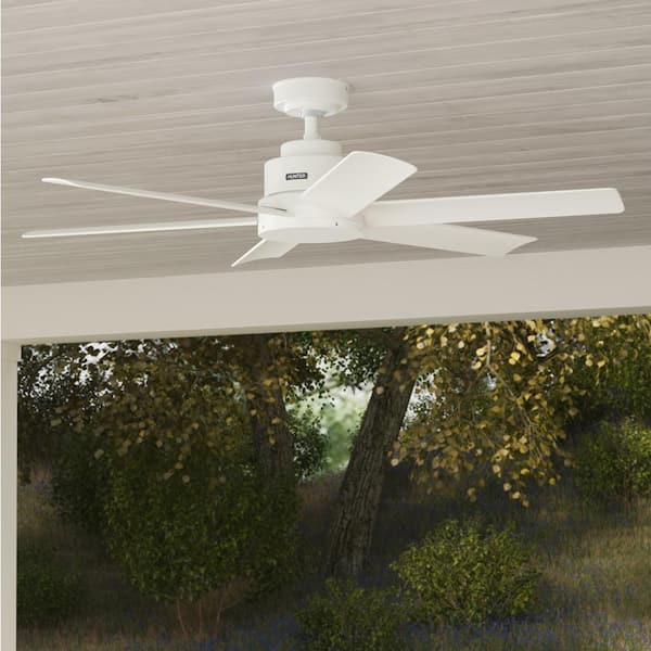 Kennicott 52 in. Indoor/Outdoor Fresh White Standard Ceiling Fan with Wall Control Included for Covered Patio or Porch