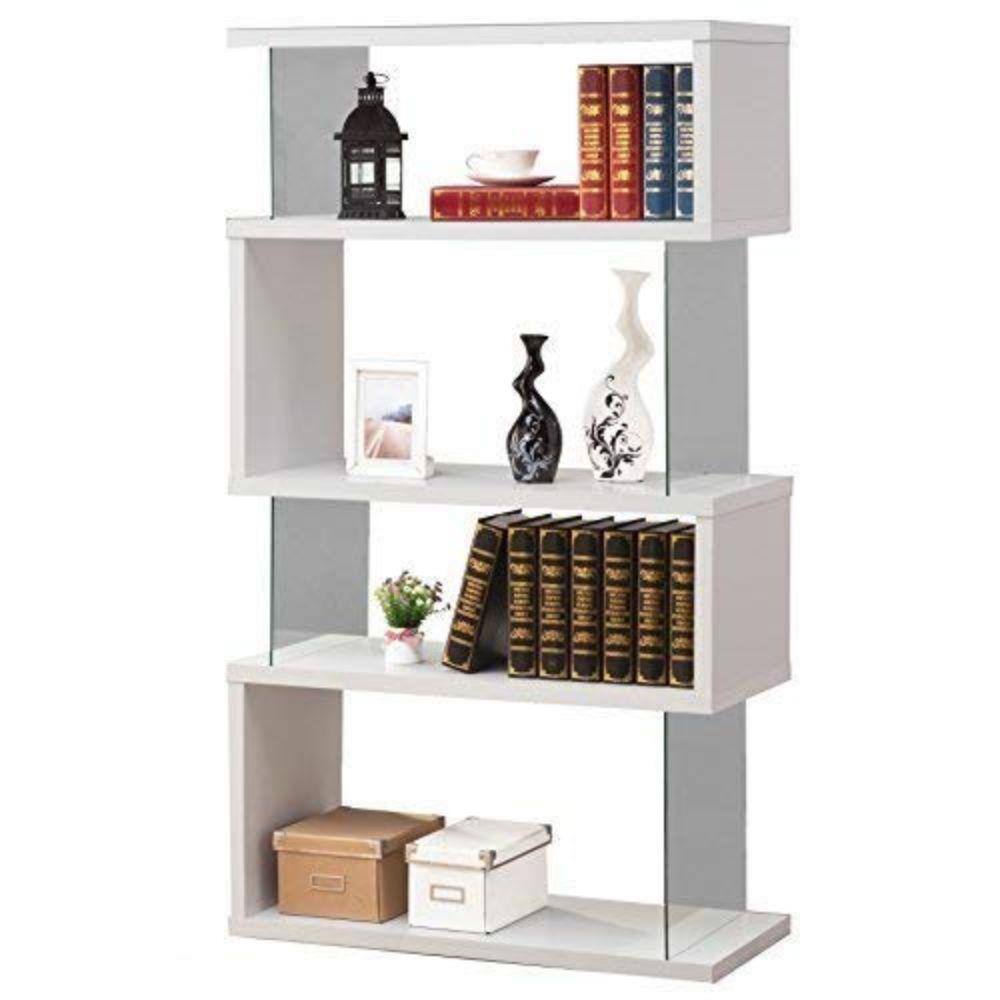 Sophia Glossy White Wooden Kids' Bookcase with Tempered Glass Sides