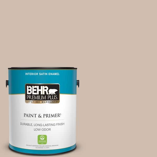 BEHR PREMIUM PLUS 1 gal. #N190-3 Windrift Beige Satin Enamel Low Odor Interior Paint & Primer