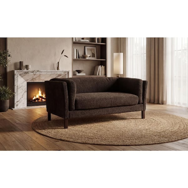Julisa 58.27 Chenille 2-Seater Upholstered Loveseat with Removable Cushion in Dark Brown