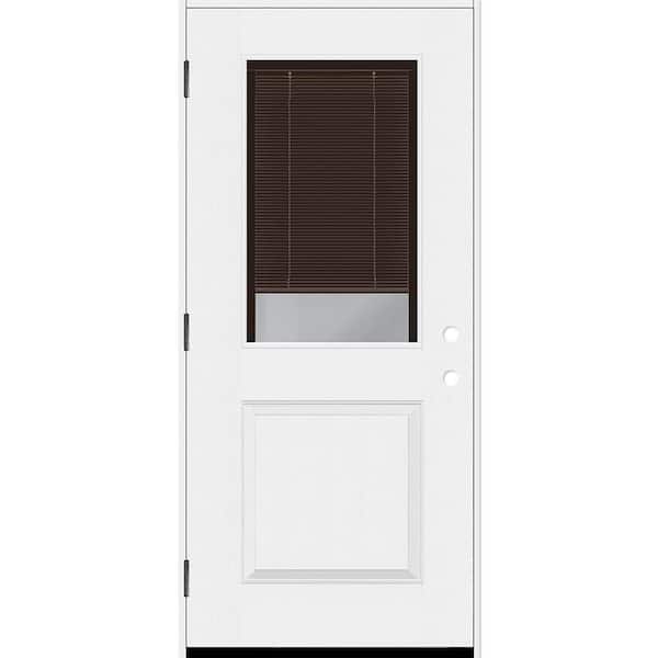 Steves & Sons Legacy 30 in. x 80 in. 1/2 Lite Clear Glass Mocha MB RHOS Primed Unfinished Fiberglass Prehung Door w/6-9/16 in. Jamb