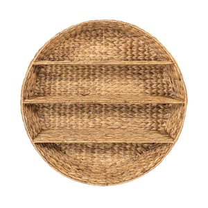 Annulus 24.5 in. W x 6 in. D 3-Shelf Circular Handwoven Hyacinth Decorative Wall Shelf Rack, Natural