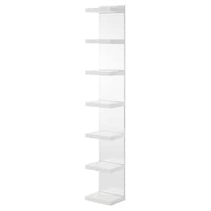 11.57 in. W x 9.57 in. D White Wood 7-Tiers Practical Decorative Wall Shelf and Open Shelving Rack and Bookshelf