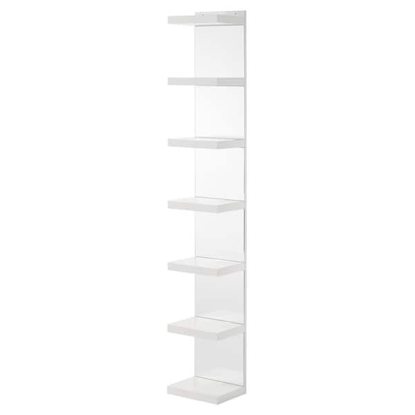 Unbranded 11.57 in. W x 9.57 in. D White Wood 7-Tiers Practical Decorative Wall Shelf and Open Shelving Rack and Bookshelf