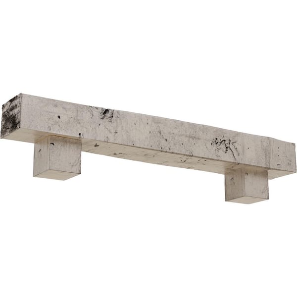 Ekena Millwork 8 in. x 12 in. x 3 ft. Knotty Pine Faux Wood Fireplace Mantel Kit with Alamo Corbels, Burnished Pine
