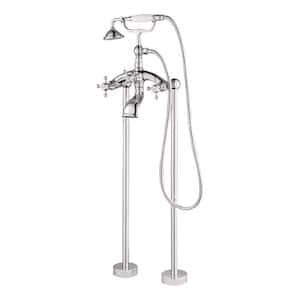 Wayne 2-Handle Claw Foot Freestanding Tub Faucet with Hand Shower Included in Brushed Nickel