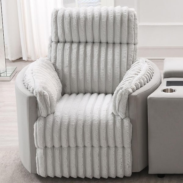 Emee Gray Corduroy Foam Swivel Glider 1