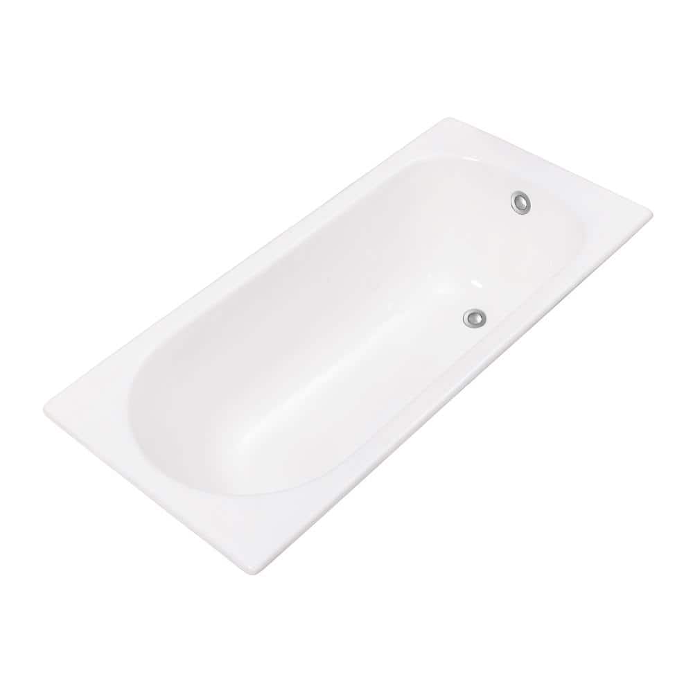 67 in. Cast Iron Rectangular Drop-in Bathtub in Glossy White with Polished Chrome External Drain and Tray price history on PriceWatchPro