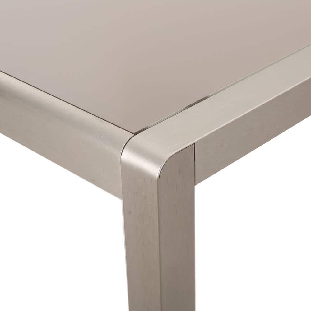 Sleek Aluminum and Opaque Glass Modern Outdoor Dining Table