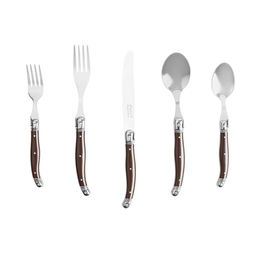 French Home 20Piece Laguiole Flatware Set, Service for 4, Chocolate Brown LG138 The Home Depot