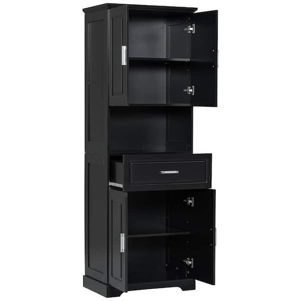 24.5 in. W x 16.1 in. D x 70.8 in. H Bathroom Black Linen Cabinet