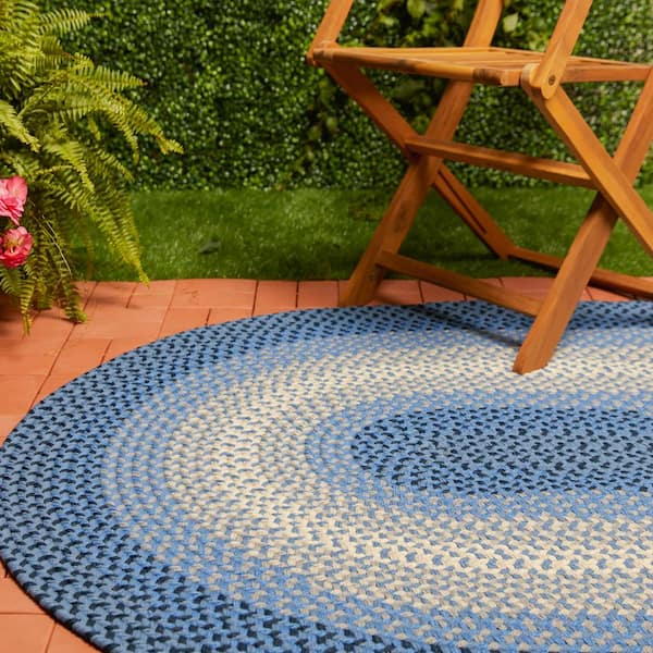 Pioneer Blue Multi 3 ft. x 5 ft. Oval Indoor/Outdoor Braided Area Rug
