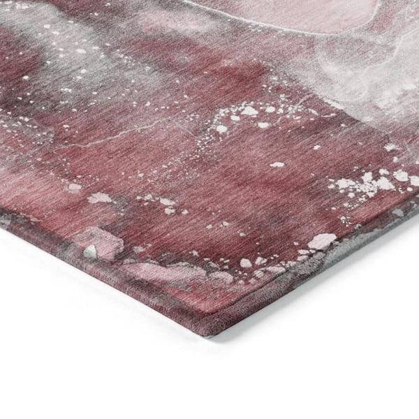 Merlot 5 ft. x 8 ft. Woven Abstract Polyester Rectangle Indoor/Outdoor Area Rug